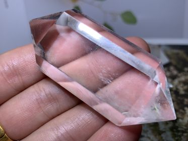 Natural clear quartz crystal obelisk wand doubble point healing 1x