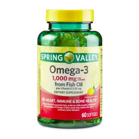 Spring Valley Fish Oil Dietary Supplement Softgels;  1000 mg;  60 Count
