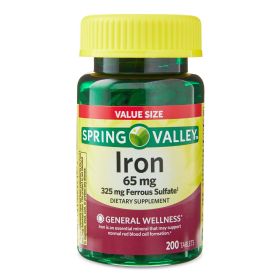 Spring Valley Iron Tablets Dietary Supplement Value Size;  65 mg;  200 Count