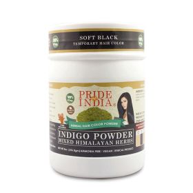 Pride Of India - Herbal Indigo (Indigofera Tinctoria) Hair Powder w/Mixed Himalayan Herbs - Soft Black, Half Pound (227 grams)