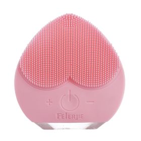 Electric Silicone Cleansing Instrument Facial Brush (Option: Pink-Sonic Vibration)