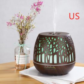 Room essential oil aroma diffuser hollow colorful ultrasonic humidifier (Option: Deep wood grain-US)