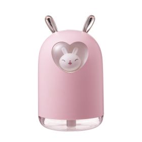 Lovely Rabbit Air Humidifier 300ML Cute Pet Ultrasonic Cool Mist Aroma Oil Diffuser Romantic Color LED Lamp USB Humidificador (Color: PINK)
