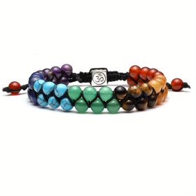 7 Chakra Stone Yoga Bracelet Reiki Healing Crystal Natural Gemstone Braided Rope Bracelets For Women Girl (Color: 6MM Chakra)
