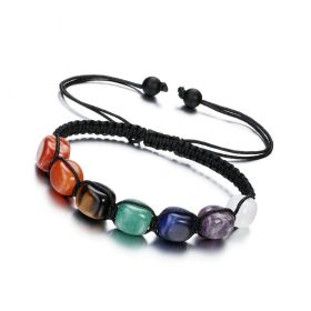 7 Chakra Stone Yoga Bracelet Reiki Healing Crystal Natural Gemstone Braided Rope Bracelets For Women Girl (Color: 7 Chakra Stone)