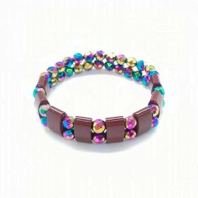 Double-layer Colorful Section Hematite Bracelets Hematite Magnet Bracelet Female (Color: Colorful Double Row Bracelet)