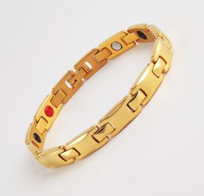 Korean Stainless Steel Metal Jewelry Health Care Magnet Bracelet (Color: Womens gold)