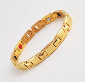 Korean Stainless Steel Metal Jewelry Health Care Magnet Bracelet (Color: Womens gold)