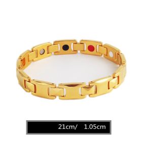 Korean Stainless Steel Metal Jewelry Health Care Magnet Bracelet (Color: Mens gold)