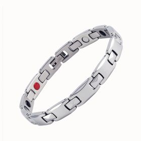 Korean Stainless Steel Metal Jewelry Health Care Magnet Bracelet (Color: Womens silver)