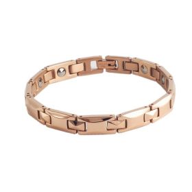 Korean Stainless Steel Metal Jewelry Health Care Magnet Bracelet (Color: Mens rose gold)