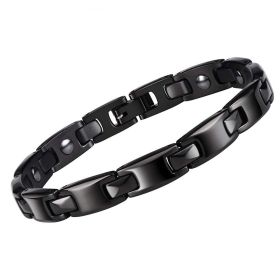 Korean Stainless Steel Metal Jewelry Health Care Magnet Bracelet (Color: Womens black)