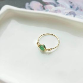 Green Emerald Healing Crystal Gemstone Ring (Color: Green, size: No.10)