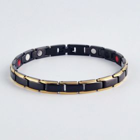 Fashion trend men's and women's magnet bracelet gold magnetite magnetic (Color: black&gold)