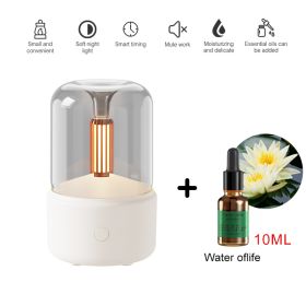 120ML Candlelight Aroma Diffuser Air Humidifier Romantic Light Portable Essential Oils Diffuser Mist Maker Fogger Purifier Home (Ships From: China, Color: White - fragrant)