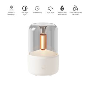 120ML Candlelight Aroma Diffuser Air Humidifier Romantic Light Portable Essential Oils Diffuser Mist Maker Fogger Purifier Home (Ships From: China, Color: Basic White)